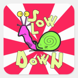 Quadrado Adesivo de desenho animado de caracol legal