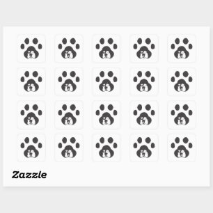 Quadrado Adesivo de design de amor de patas de cachorro e g