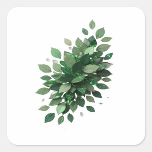 Quadrado Adesivo de design personalizado em prata FOLHAS VE