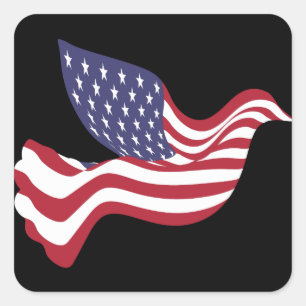 Quadrado Adesivo de Dove da Bandeira Americana