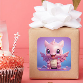 Quadrado Adesivo de dragão de bebê bonito