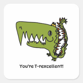 Quadrado Adesivo de Encorajamento para Crianças - T-rex