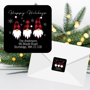 Quadrado Adesivo de Endereço de Remetente Papai Noel Anão