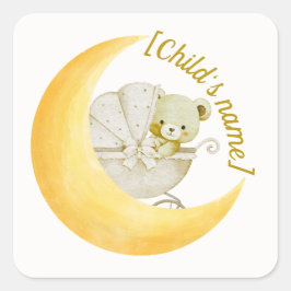 Quadrado Adesivo de Envelope de Chuvinha de Bebê Lua Neutra