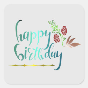 Quadrado Adesivo de Feliz Aniversário