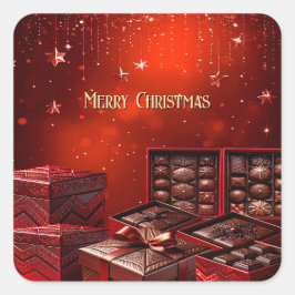 Quadrado Adesivo de Feriado de Natal de Chocolate