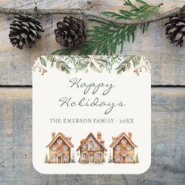 Quadrado Adesivo de férias de pão de gengibre