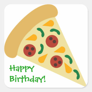 Quadrado Adesivo de Festa de aniversário de pizza de pizza