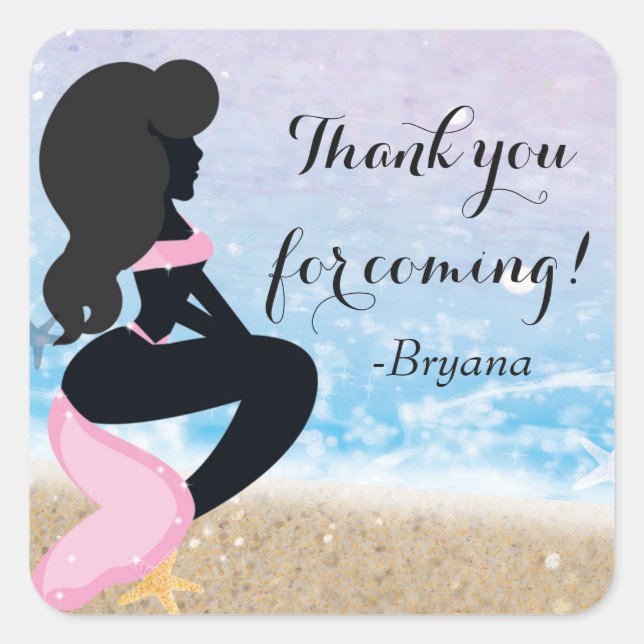 Quadrado Adesivo de festa de brilho de verão da coelhinha d (Frente)