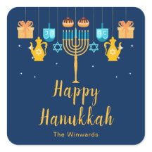 Adesivo de festa de Menorah Hanukkah