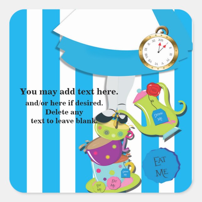 Quadrado Adesivo de festa de xícaras de chá caprichosas da  (Frente)