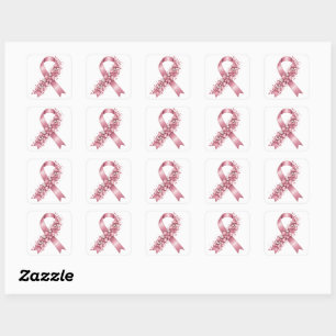 Quadrado Adesivo de Fita Rosa Elegante com Laços e Pérolas