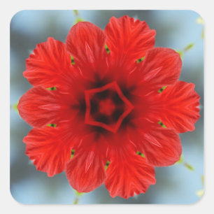 Quadrado Adesivo de flor vermelha