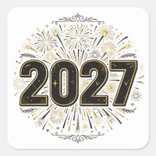 Quadrado Adesivo de Fogos de Artifício 2027