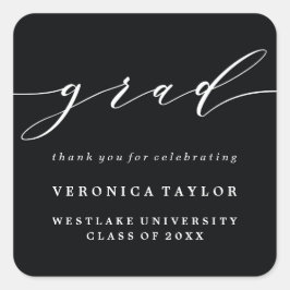 QUADRADO ADESIVO DE FORMATURA DE CALIGRAFIA MINIMALISTA SIM