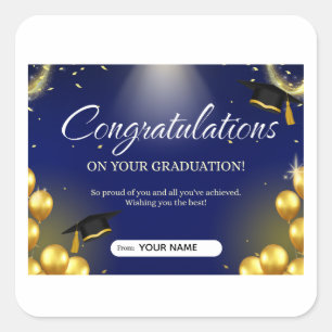Quadrado Adesivo de formatura personalizado lindo para 2026