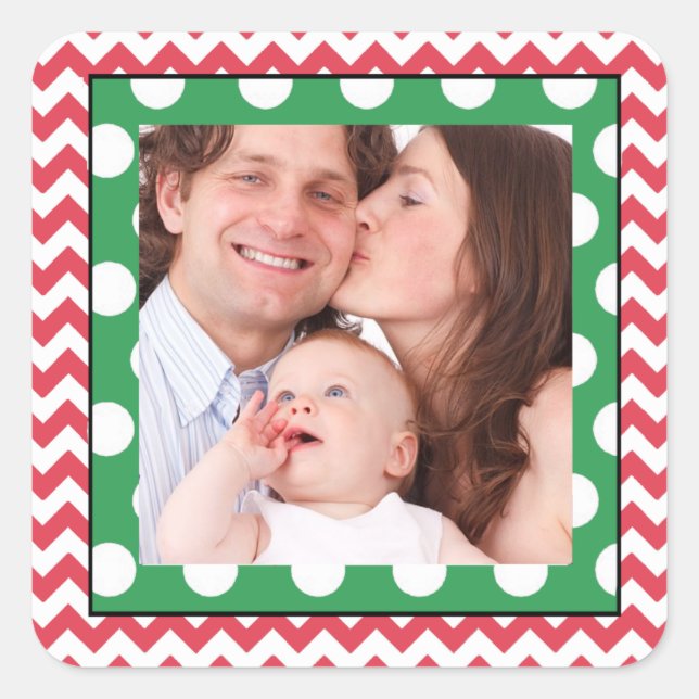 Quadrado Adesivo de fotos da família (Frente)