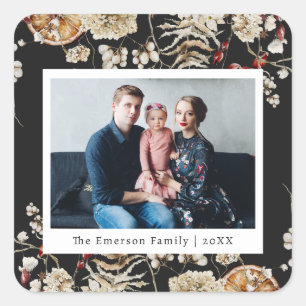 Quadrado Adesivo de fotos de feriado preto