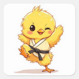Quadrado Adesivo de Frango de Karatê