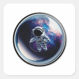 Quadrado Adesivo de Galáxia Bolha Espacial Astronauta 3D