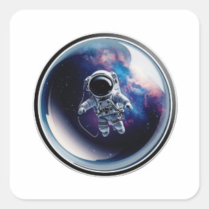 Quadrado Adesivo de Galáxia Bolha Espacial Astronauta 3D