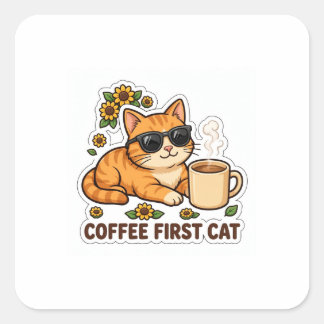 Quadrado Adesivo de Gato Café Primeiro — Óculos de Sol Tabb