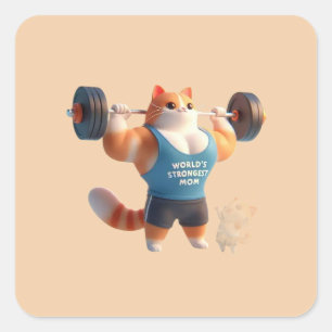 Quadrado Adesivo de Gato da Mãe Mais Forte do Mundo – Pinge