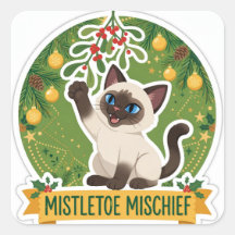 Adesivo de Gato de Natal Travessura de Visco