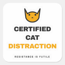 Adesivo de Gato Divertido Distração de Gato Certif