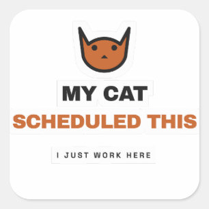 Quadrado Adesivo de Gato Engraçado Agendado Pelo Meu Gato