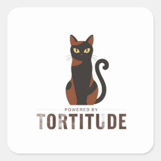 Quadrado Adesivo de Gato Engraçado com Tortitude