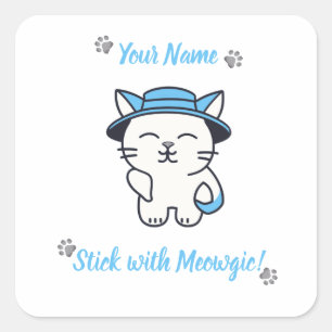 Quadrado Adesivo de Gato Fofo Personalizado - Fique com a M