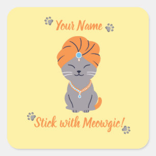 Quadrado Adesivo de Gato Fofo Personalizado - Fique com a M
