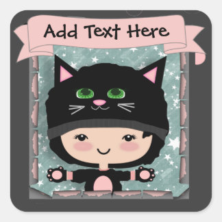 Quadrado Adesivo de gato personalizado bonito