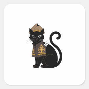 Quadrado Adesivo de Gato Preto Guerreiro