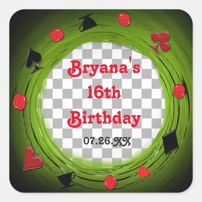 Quadrado Adesivo de giro da festa do chá maluco caprichosa  (Frente)