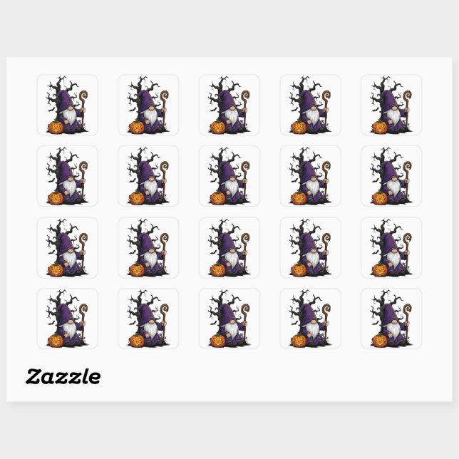 Quadrado Adesivo de Gnome de Halloween (Folha)