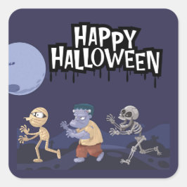Quadrado Adesivo de Goblins Divertidos do Halloween para Do