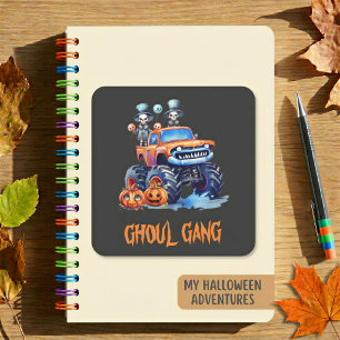 Quadrado Adesivo de Halloween do Caminhão Monstro Ghoul Gan