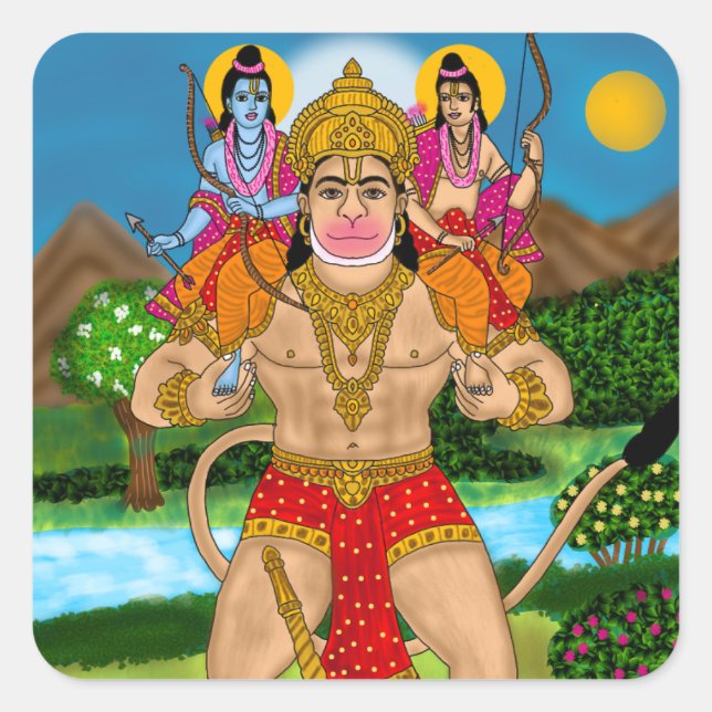 Quadrado Adesivo de Hanuman (Frente)