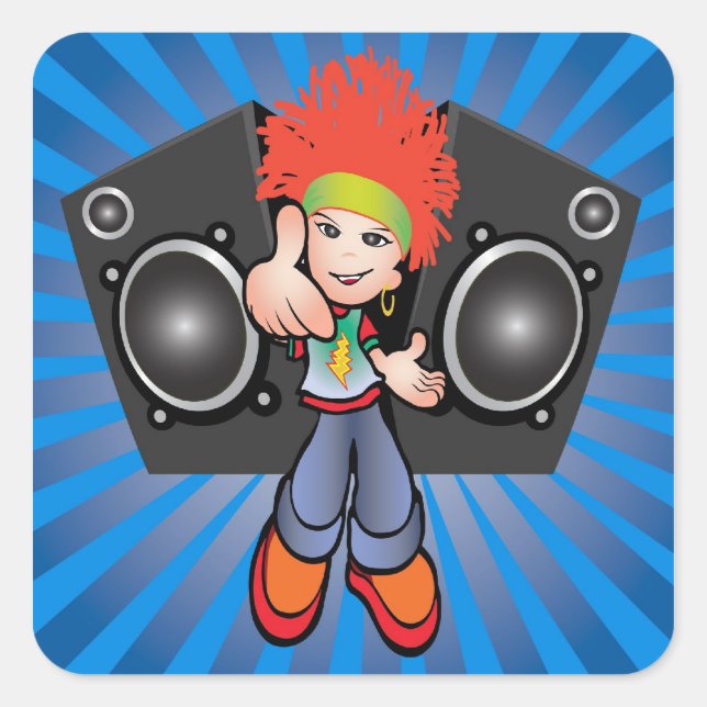 Quadrado adesivo de hip hop (Frente)