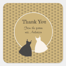 Quadrado Adesivo de Ilustração de Chuveiro de Noiva Fofo