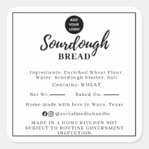 Adesivo de Ingrediente de Sourdough Branco Cottage