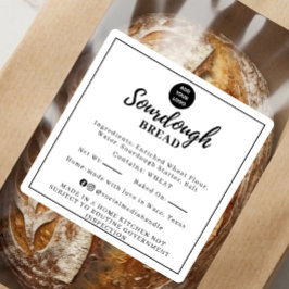 Quadrado Adesivo de Ingrediente de Sourdough Branco Cottage