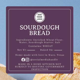 Quadrado Adesivo de Ingrediente de Sourdough de Ameixa Prof