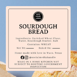 Quadrado Adesivo de Ingrediente de Sourdough de Pêssego