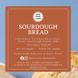 Quadrado Adesivo de Ingrediente de Sourdough de Terracota