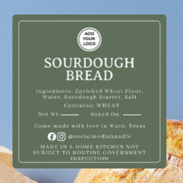 Quadrado Adesivo de Ingrediente de Sourdough Deep Sage Cott