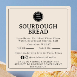 Quadrado Adesivo de Ingredientes de Sourdough Bege