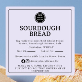 Quadrado Adesivo de Ingredientes de Sourdough de Lavanda Co